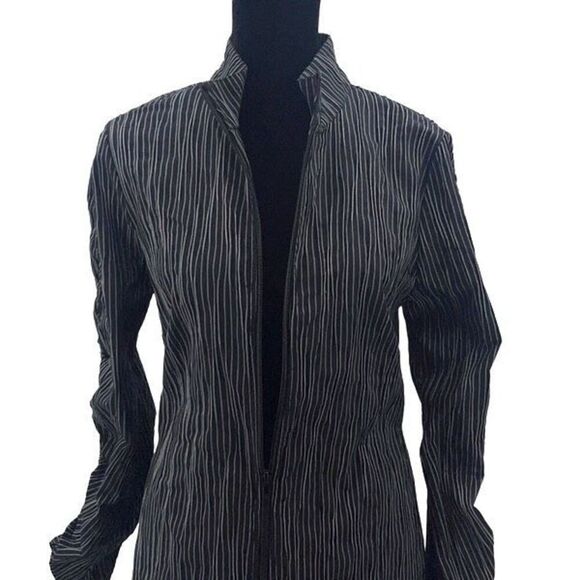 Snider Womens Striped Cardiff Full Zip Stretch Coat Dress Black White Small NWOT - Picture 3 of 13
